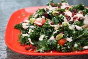 Kale Salad with Garlicy Pecan Butter Dressing