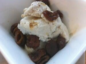 Vanilla Bean Ice Cream with Gingered Cherries