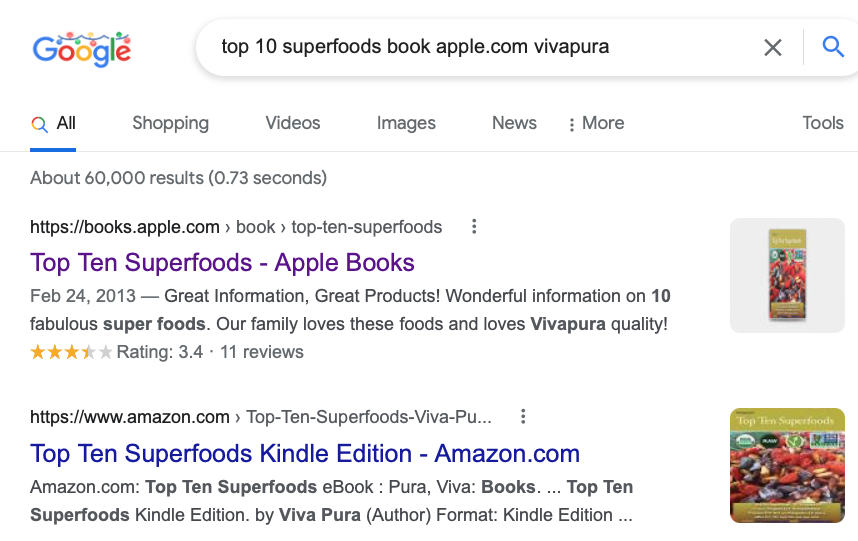 Vivapura Top 10 Superfoods eBook on Apple / Kindle Bookstore