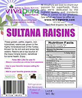 Sutlana Raisins Back Label